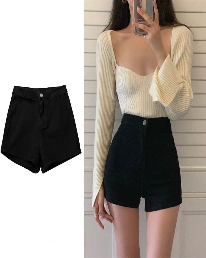 Women's Retro Bodycon Denim Shorts - P12 Hub Europe