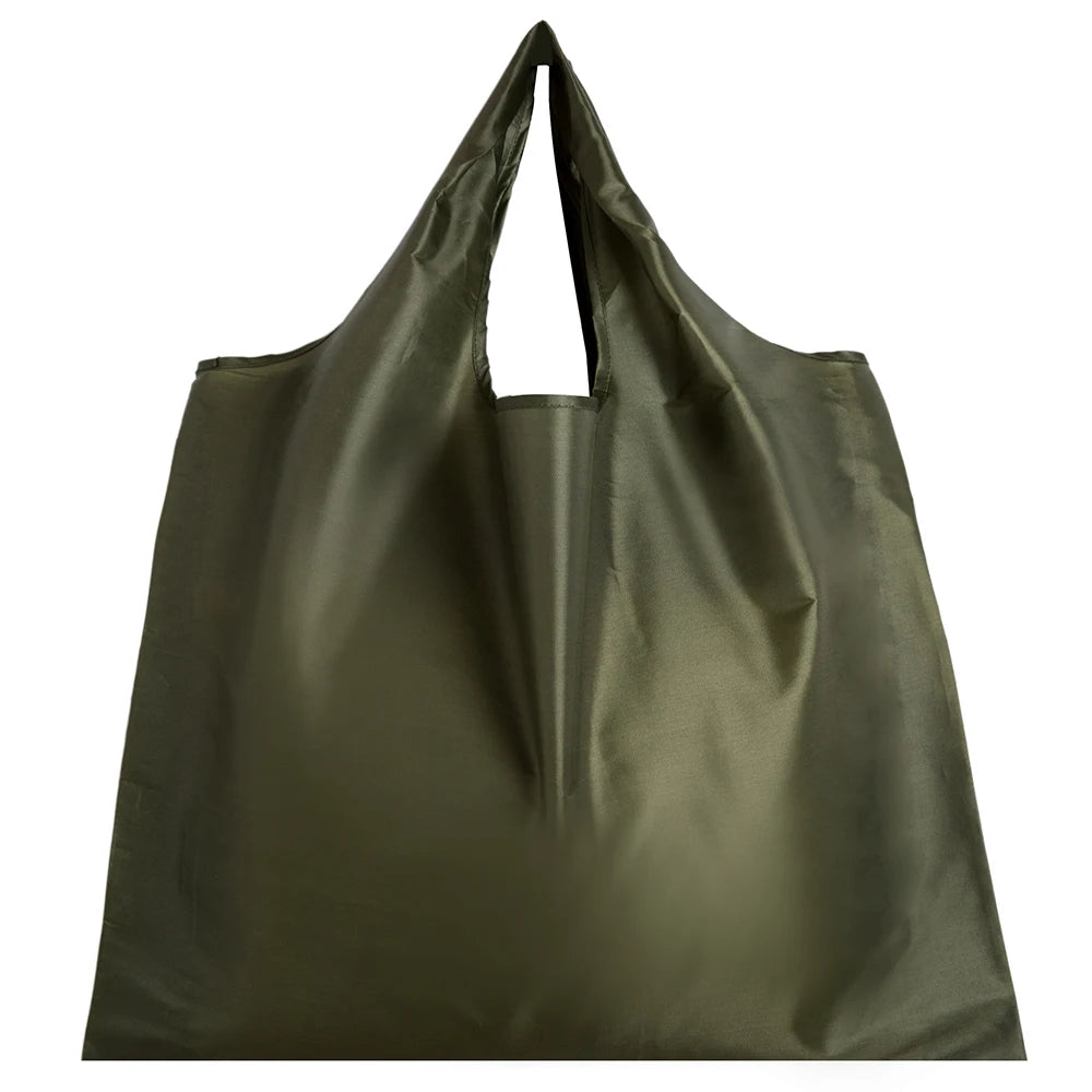 Big Size Thick Nylon Large Tote ECO Reusable Polyester Portable Shoulder Women's Handbags Folding Pouch Shopping Bag Foldable