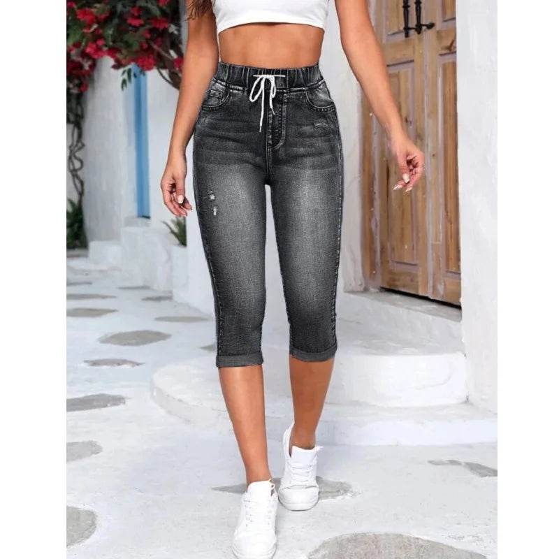 Women Ripped Knee Length Jeans - P12 Hub Europe