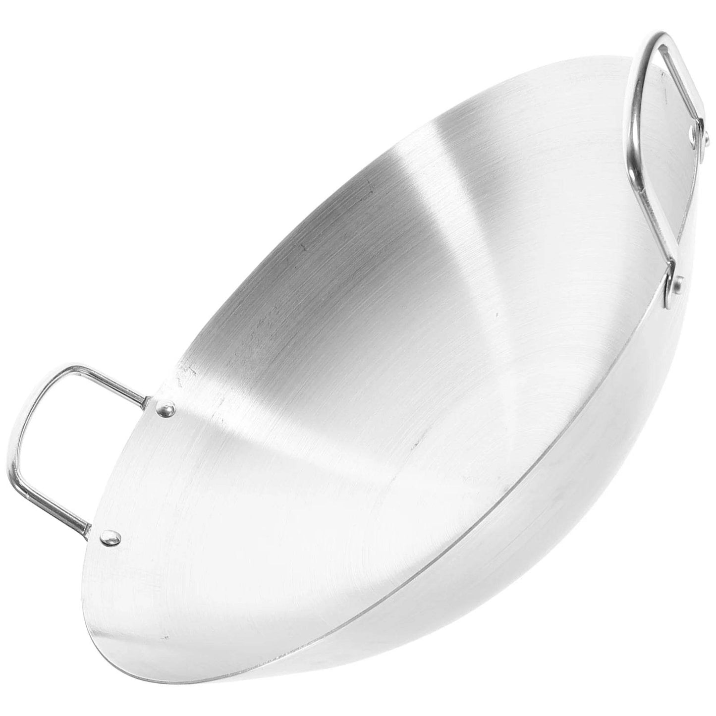 32 Double Ear Stir Fry Pan Practical Wok Stainless Steel Frying Pan Kitchen Cookware Deep Fryer Skillet Cooking Pot Round Bottom - P12 Hub Europe