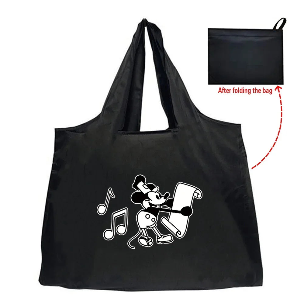 Tote Bag Eco-Friendly Folding Shopping Bag Reusable Portable Shoulder Handbag for Travel Grocery Fashion Mickey Mouse Series