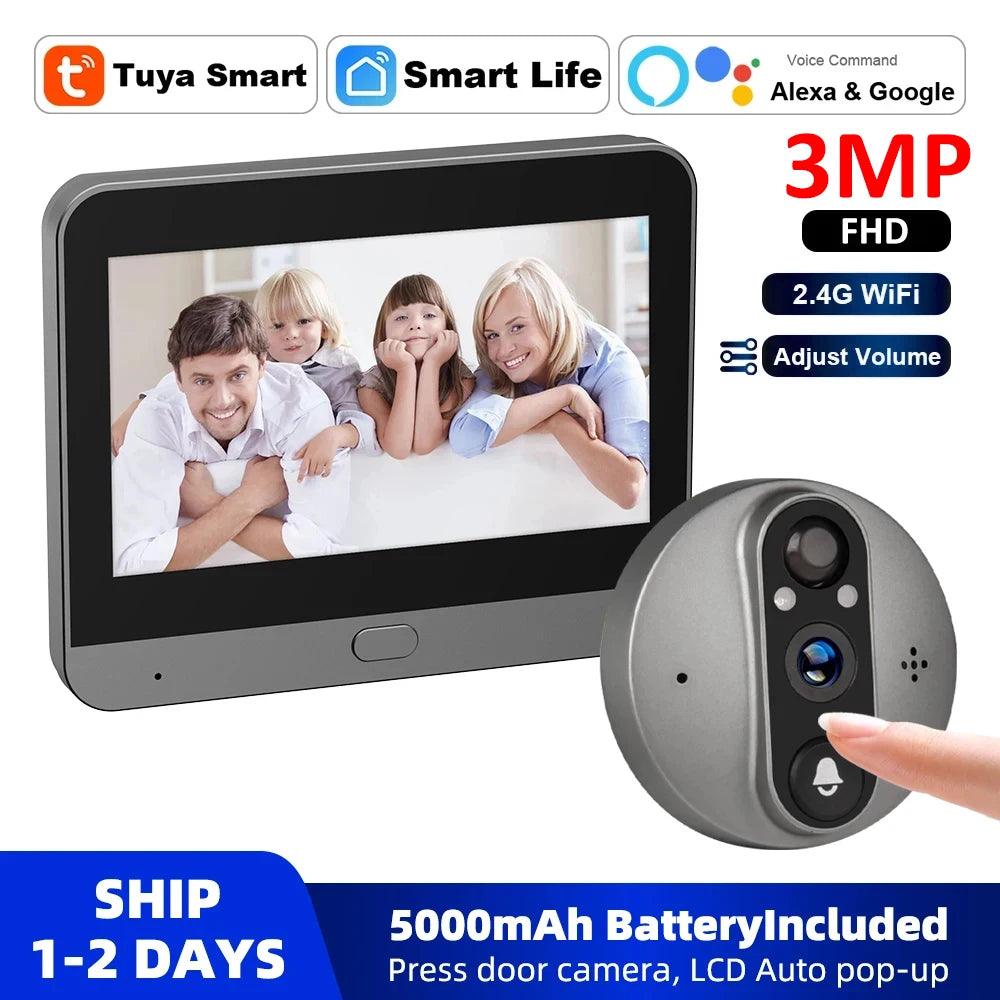 Peephole Camera WiFi 4.3" Monitor, 5000mAh, Alexa/Google - P12 Hub Europe