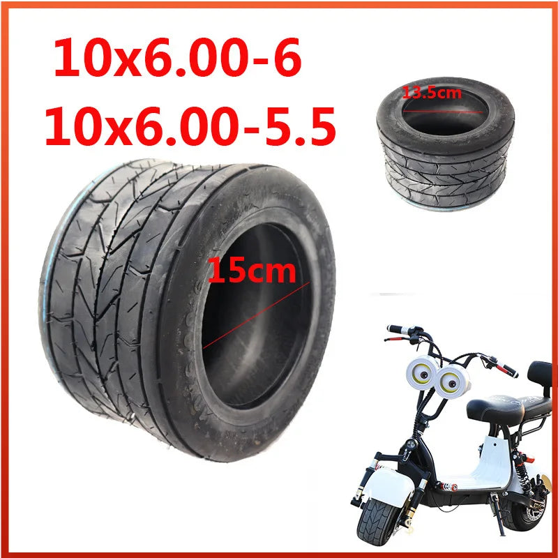 10 Inch Widened Tire 10x6.00-5.5 Motorcycle Vacuum Road Tire Tubeless Tire Wheel 10x6.00-6