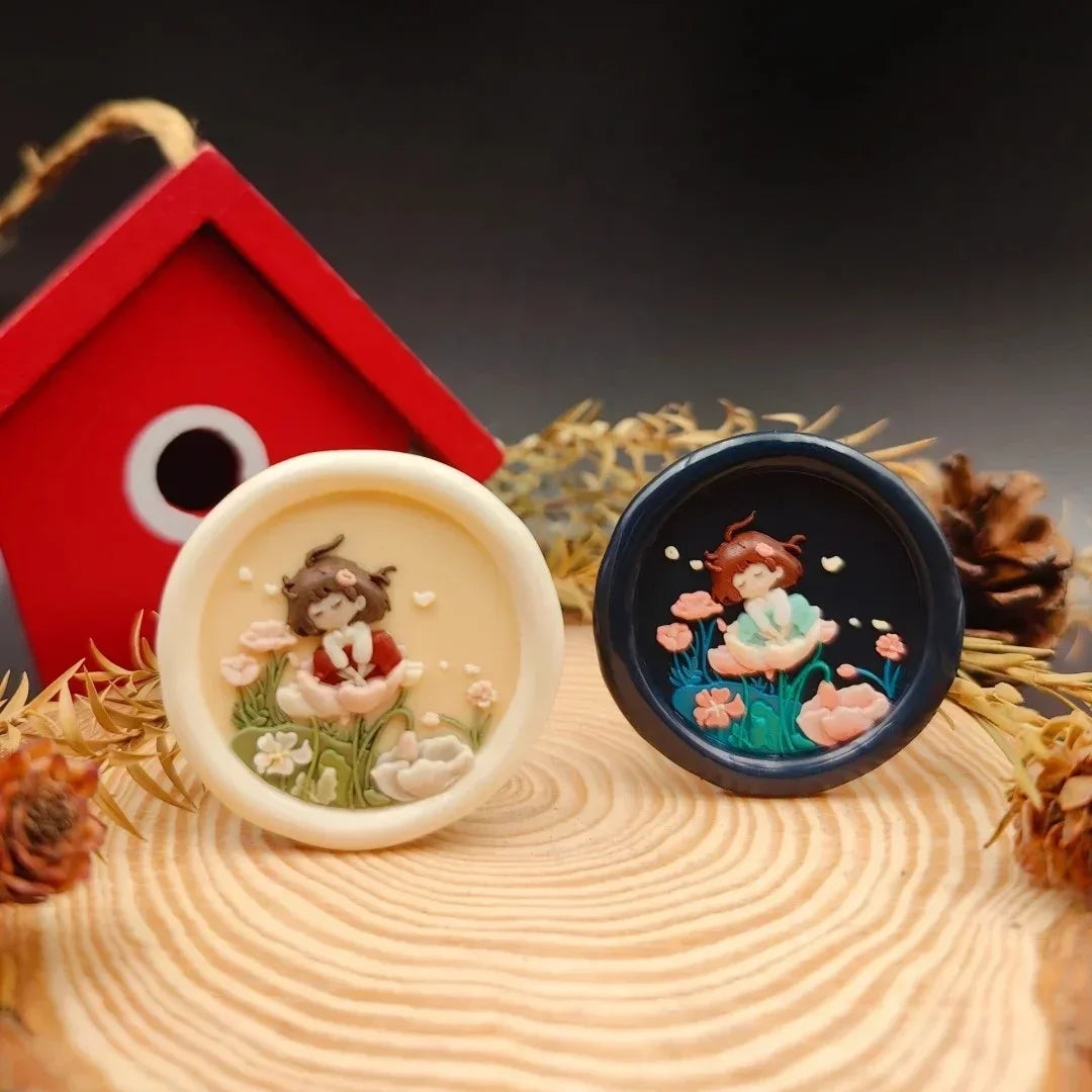 Fire Seal Seal Head Multi-Level Fine Carving Handmade Diy Toy Cute Relief Brass Head Stamp Toy Envelope Invitation Colorful Seal