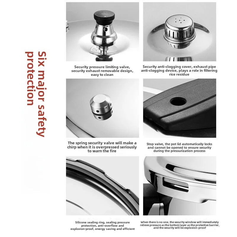 16-30cm Pressure Cooker Cooking Stainless steel Cooking Pan stew pot Induction cooker Pressure Cooking stove-top