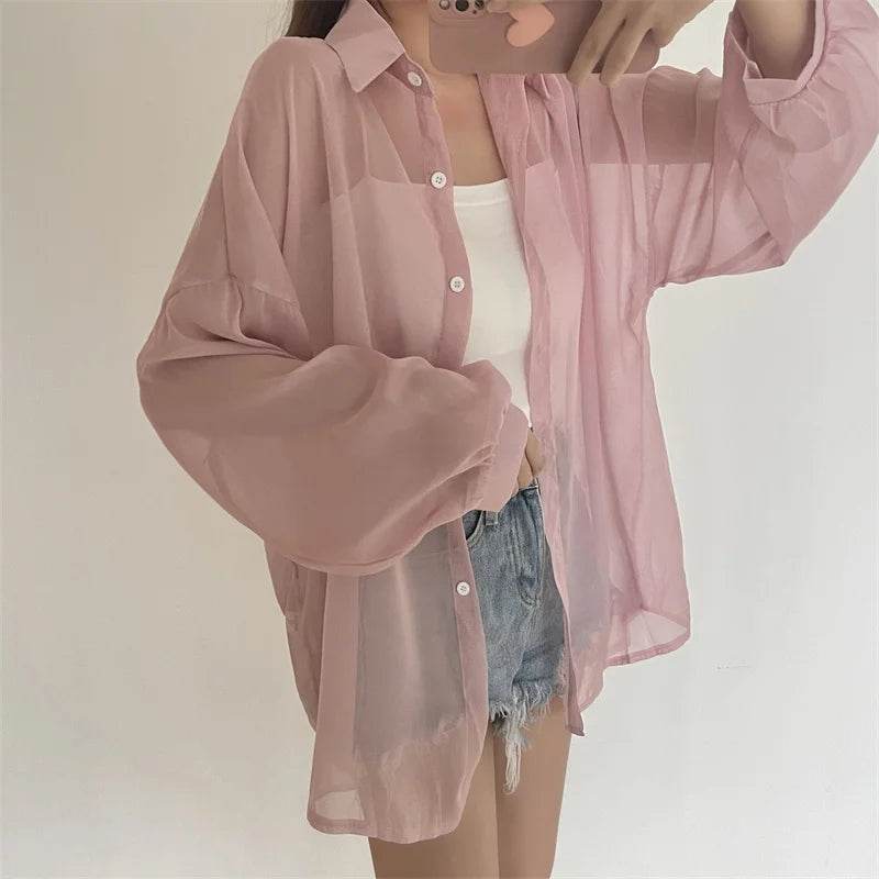 Semi Sheer Button Down Shirt - P12 Hub Europe