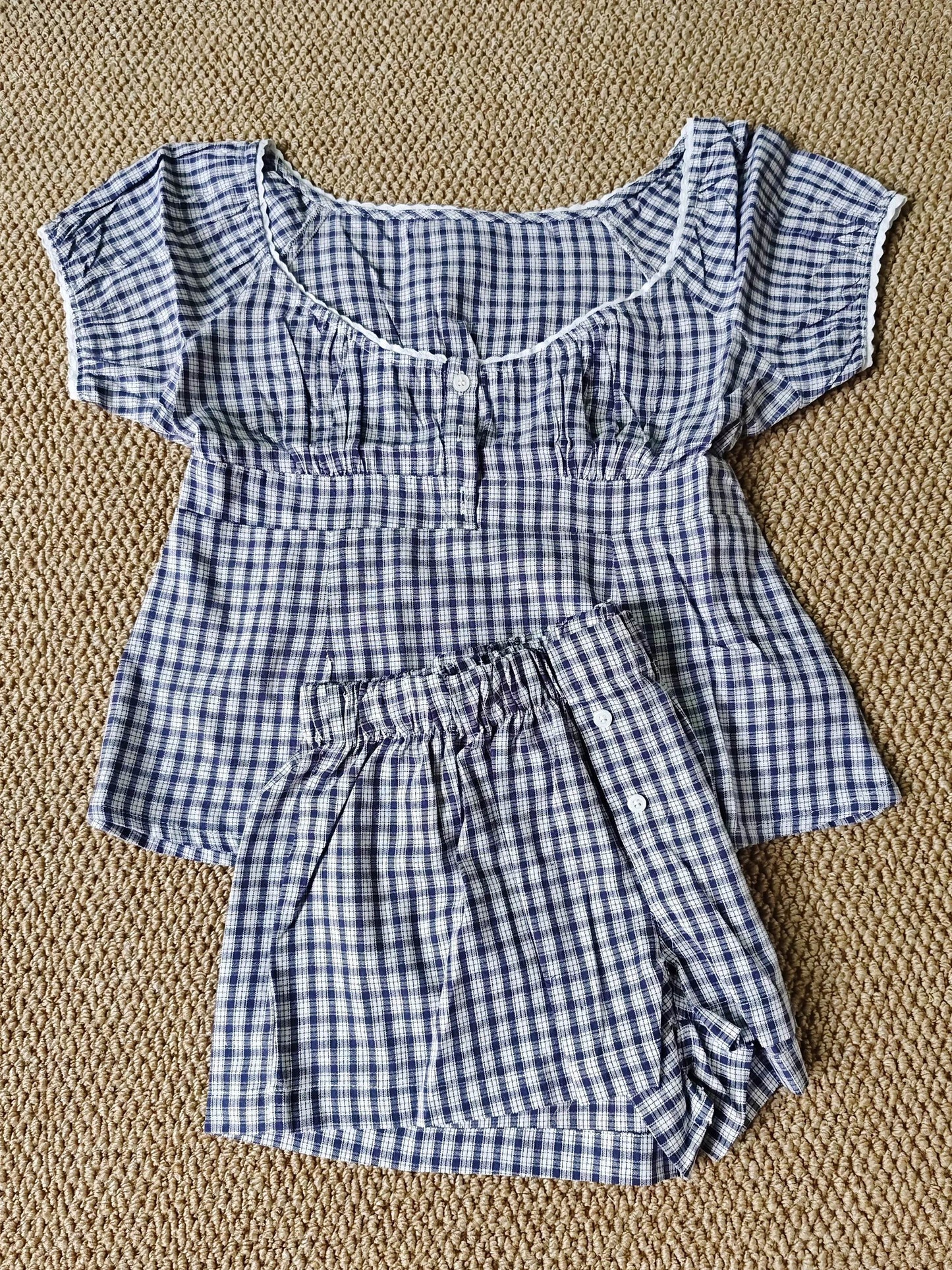 Red Plaid Puff Sleeve Shorts - P12 Hub Europe