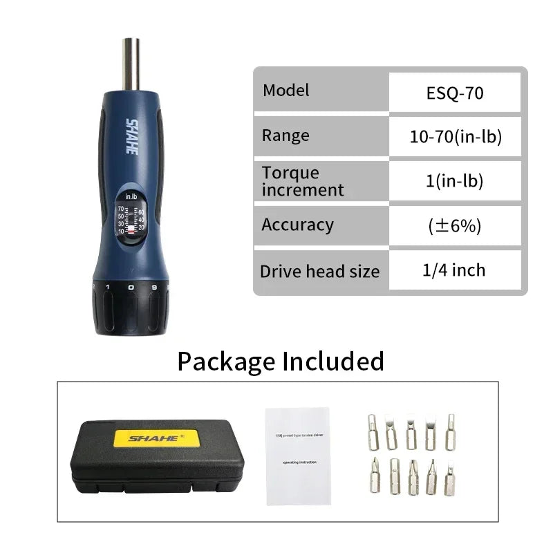 SHAHE Torque Screwdriver, 10-70 Inch Pounds Torque Screwdriver Set for Maintenance, Tools, Bike Repair and Scope Mounting