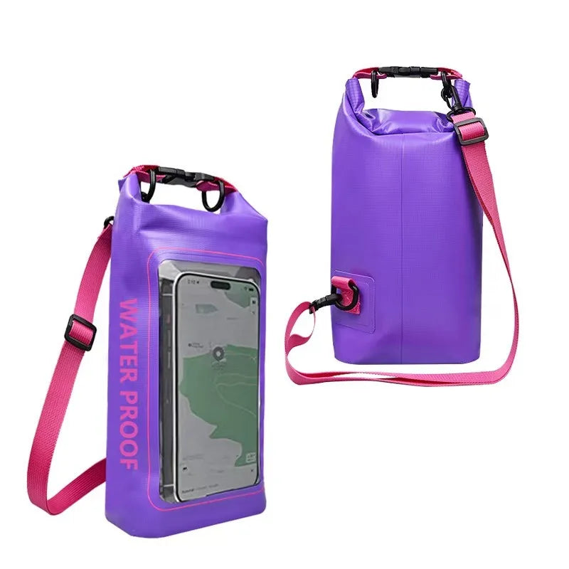 New 2L waterproof bag, outdoor diagonal cross bag, 2-in-1 mobile phone waterproof bag, PVC swimming waterproof bag