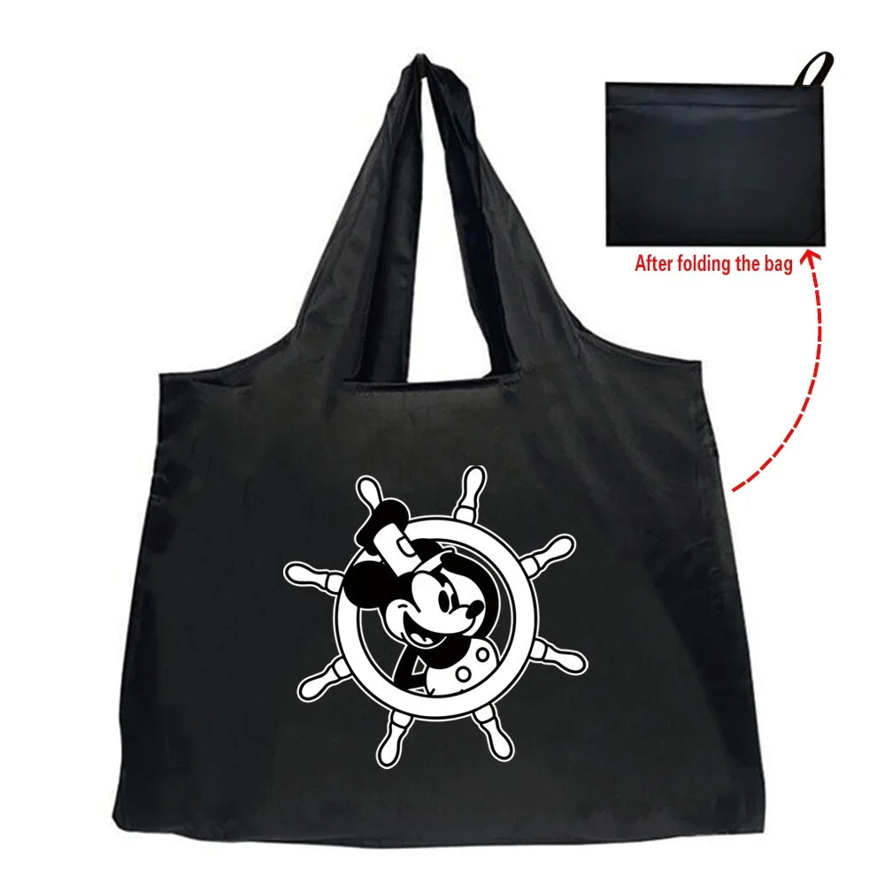 Tote Bag Eco-Friendly Folding Shopping Bag Reusable Portable Shoulder Handbag for Travel Grocery Fashion Mickey Mouse Series