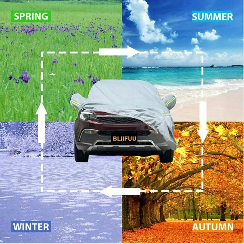 Car Cover Outdoor Indoor for All Season Windproof/Dustproof/Scratch Resistant Outdoor UV Protection Fits SUV Sedan Hatchback