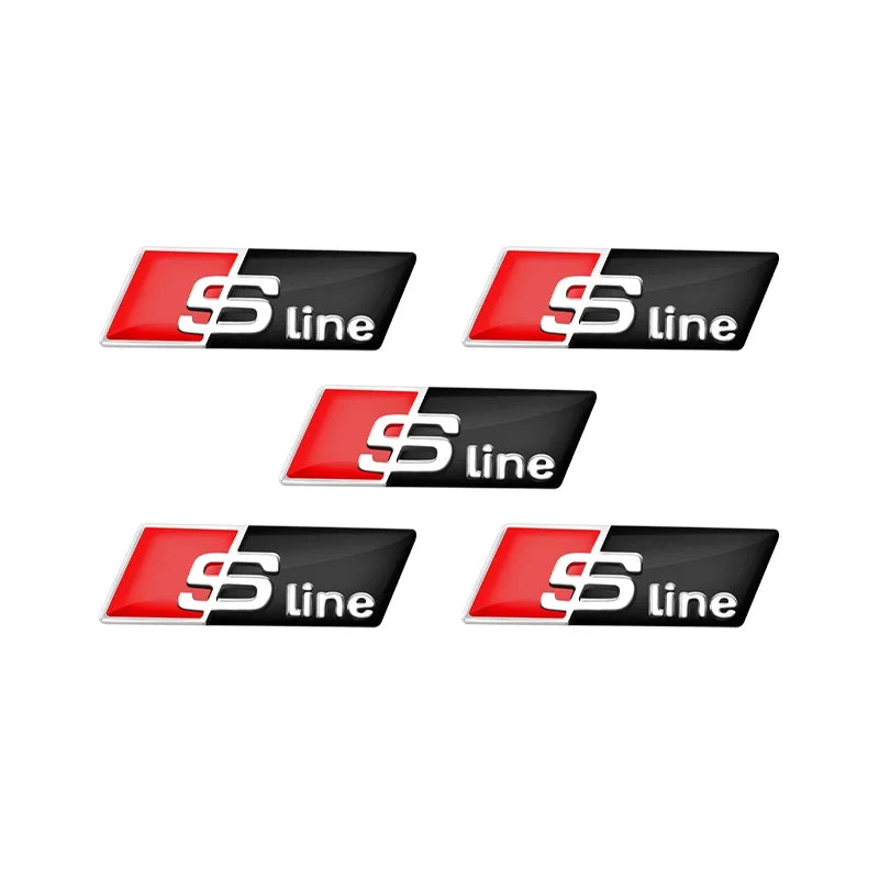 2/5/10pcs 3D Aluminium Alloy Steering Wheel Badge Emblem 3D Steering Wheel Sticker Car Sticker For Audi Sline RS Car Accessories