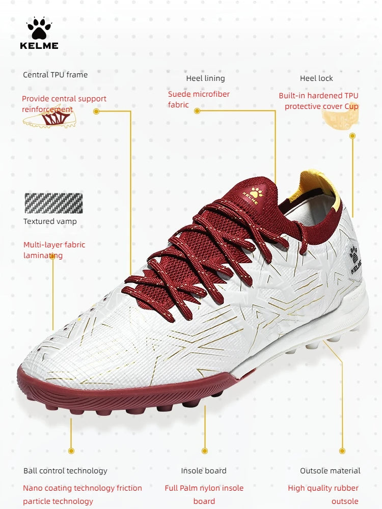 KELME Adult Football Shoes Futsal Football Boot Artificial Turf Professional Carbon Plate TF Match Trainin Soccer shoes