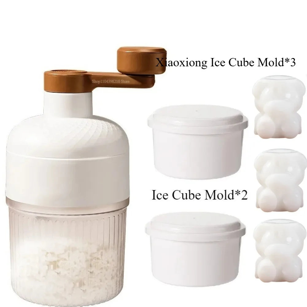 Household Small Size Hand-Operated Making Smoothie Machine with Ice Cube Mold Kitchen Hand Shaved Ice Breaker Ice Crusher