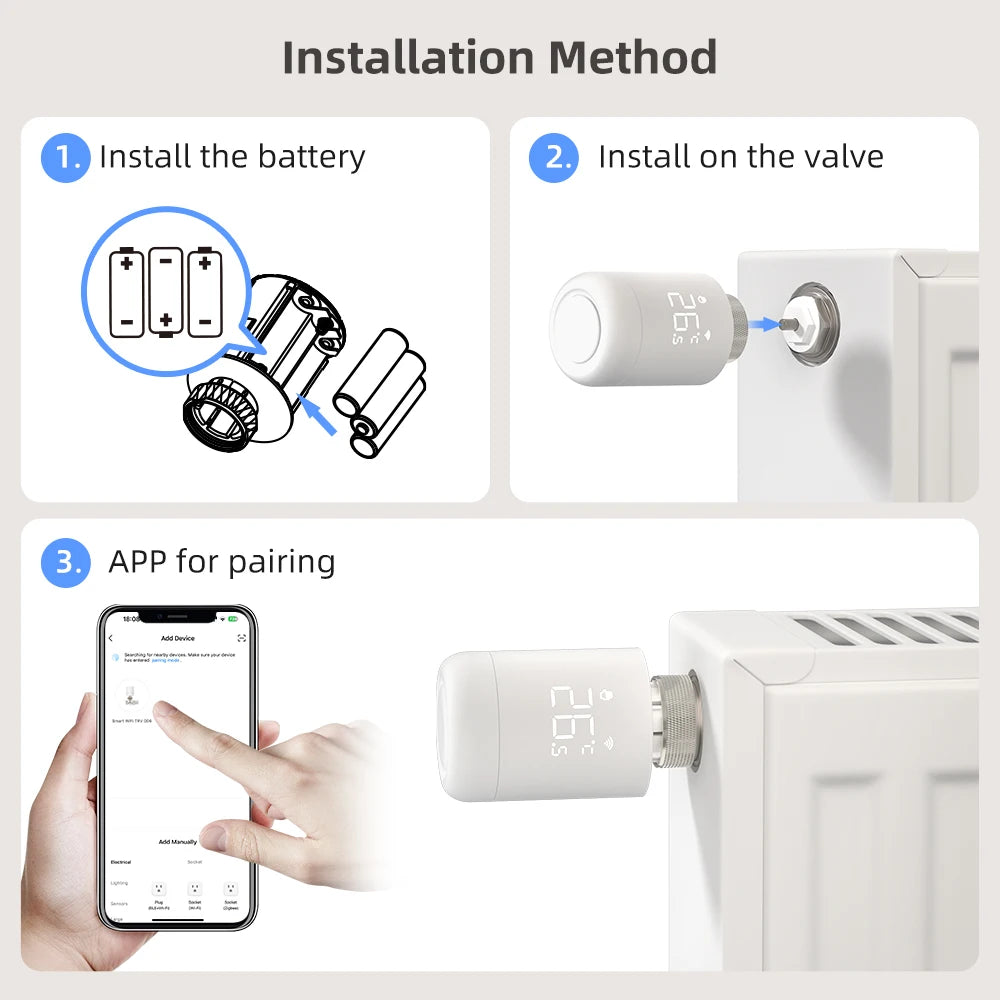 AVATTO Tuya 1-6PCS Wifi TRV Radiator Actuator Valve Thermostatic Radiator Valve Temperature Controller Support Alexa Google Home