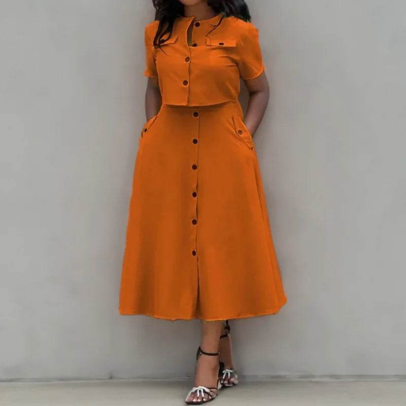 Women Elegant Button Skirt Set - P12 Hub Europe