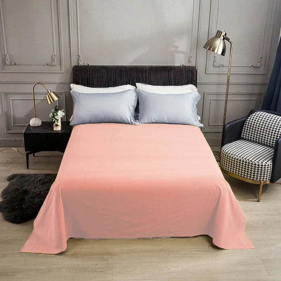 WASART Pure cotton flat bed sheet summer bedspread soft bed linens 2 people couple luxury double bed bedding king size bedsheet - P12 Hub Europe