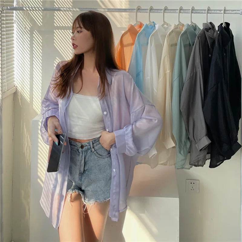 Semi Sheer Button Down Shirt - P12 Hub Europe