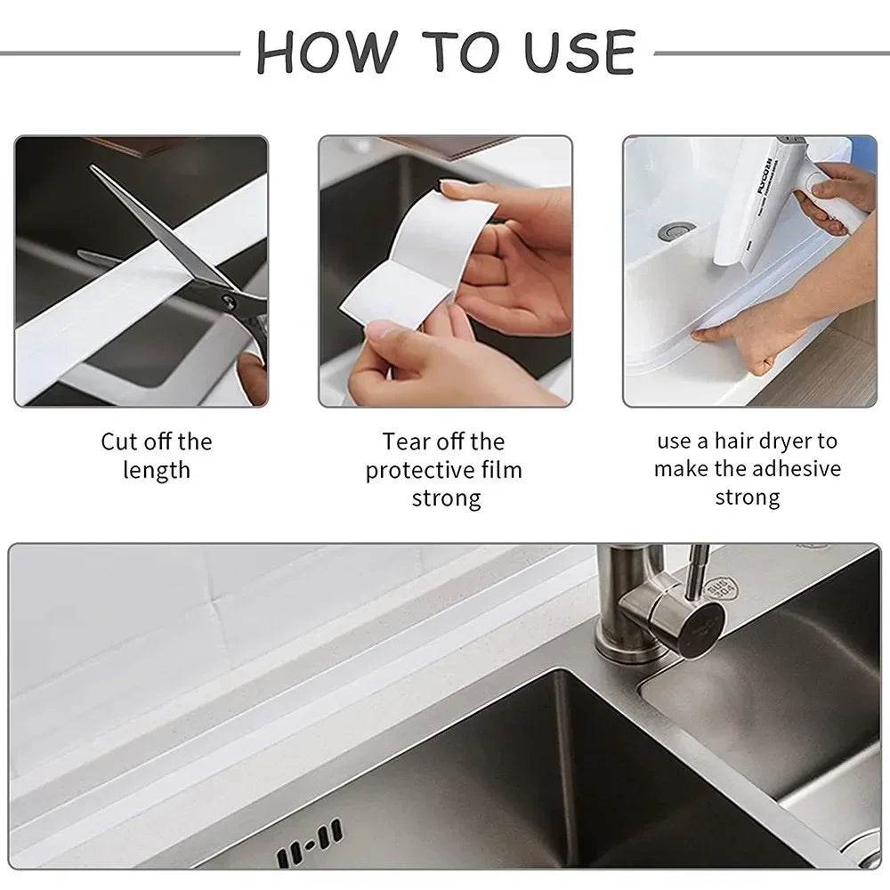 Waterproof Wall Tape Stickers Bathroom Kitchen Cardboard Seal Strip Bathroom Shower Sink Bathtub Caulk Tape Contour Home Posters - P12 Hub Europe