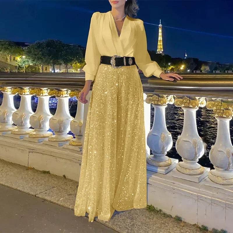 Sequin Splice Maxi Dress - P12 Hub Europe