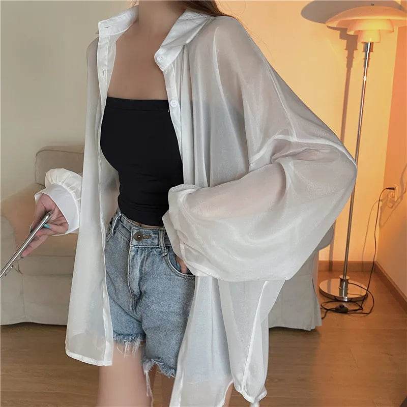 Semi Sheer Button Down Shirt - P12 Hub Europe