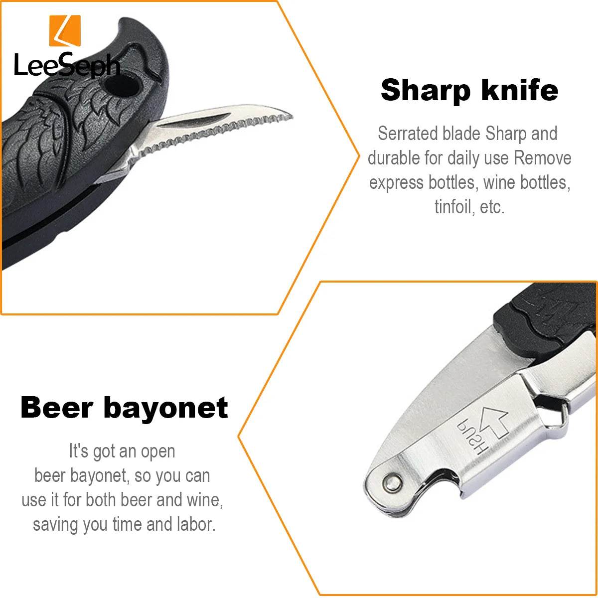 Leeseph Wine Opener, Corkscrews for Wine Bottles with Foil Cutter, Manual Wine Key for Servers, Waiters, Bartenders and Home Use - P12 Hub Europe