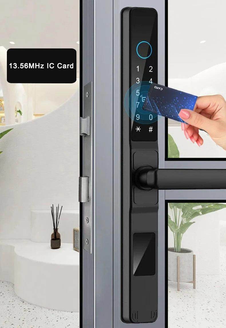 WiFi Sliding Door Lock | IP66, Fingerprint, Card, Code, Glass/Aluminum - P12 Hub Europe