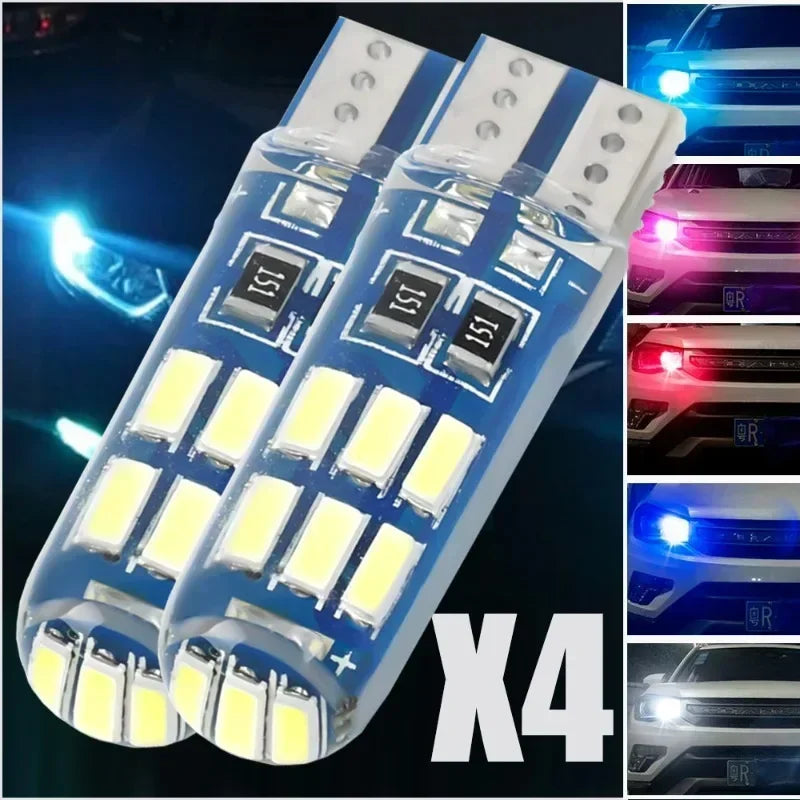 T10 Car LED Signal Lamp 12V 4014 Waterproof Heatproof W5W Clearance Headlamps 6000K Reading Lamp Silicone License Plate Lights