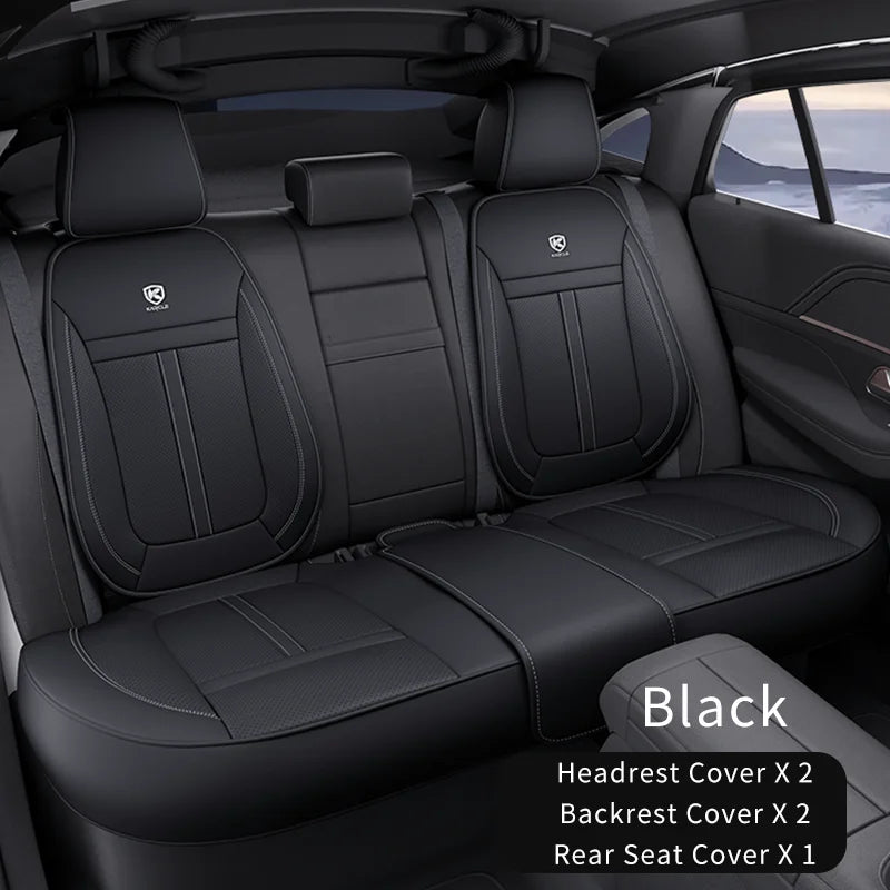 Karcle Leather Car Seat Cover Front and Rear Seat Covers Full Set with Surround Bottom Waterproof Seat Cushion Car Accessories