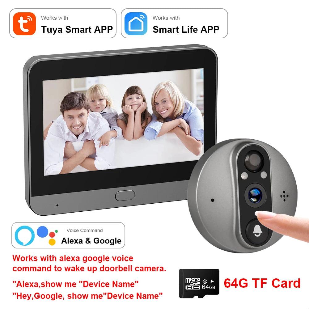 Peephole Camera WiFi 4.3" Monitor, 5000mAh, Alexa/Google - P12 Hub Europe