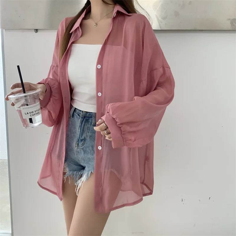 Semi Sheer Button Down Shirt - P12 Hub Europe