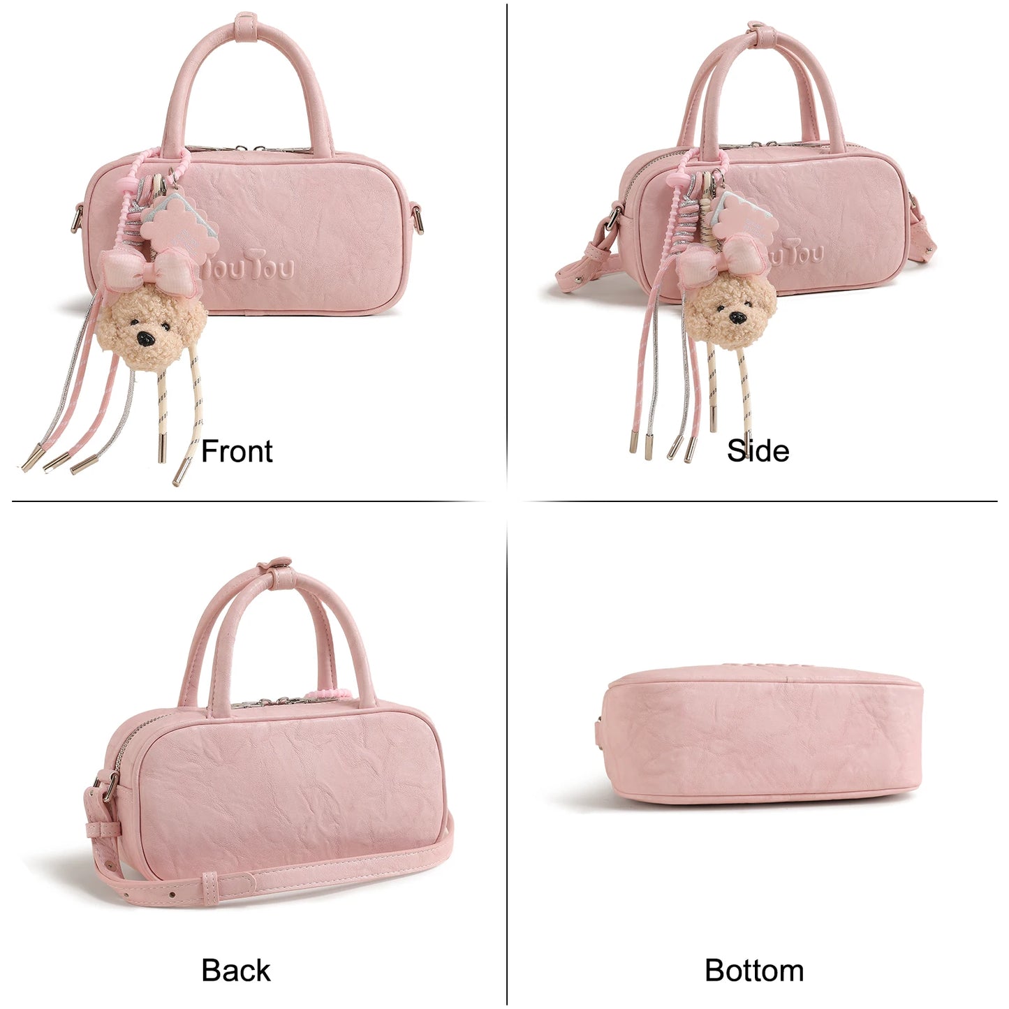 TOUTOU Boston Bowling Bag Imitation Plant Tanning Autumn Single Shoulder Handheld Crossbody Mini Purse for Women Christmas Gift
