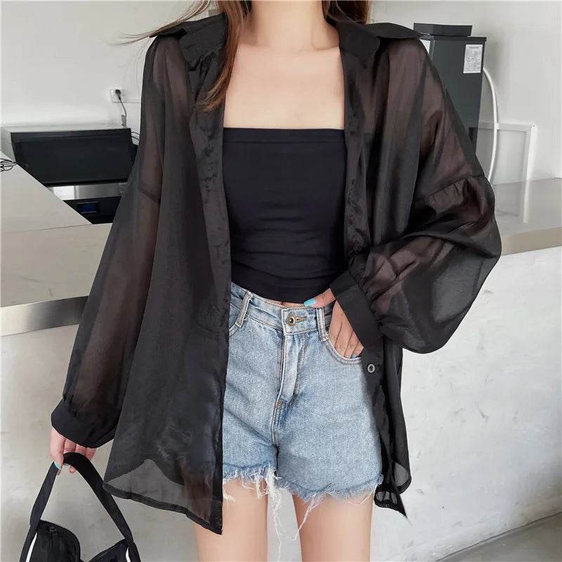 Semi Sheer Button Down Shirt - P12 Hub Europe