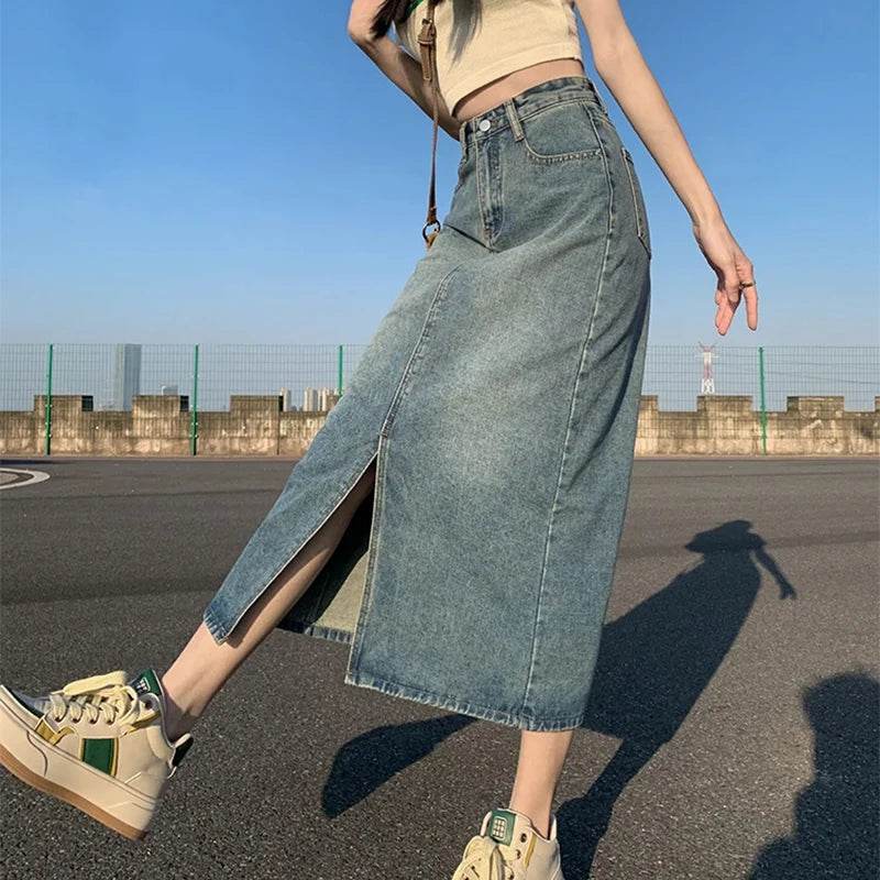Women's Summer Slit Denim Skirt - P12 Hub Europe
