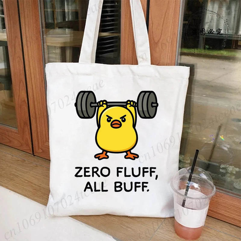 Funny Workout Gym Graphics Women Handbags Humor Duck Shoulder Bag Fashion Chick Lifting Weights Tote Shopping Bag for Ladies