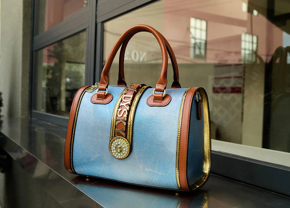 VM FASHION KISS NEW Rendering Boston Handbag Classic Style Crossbody Bag Elegant Women's Shoulder Bag Leather Satchel Purse