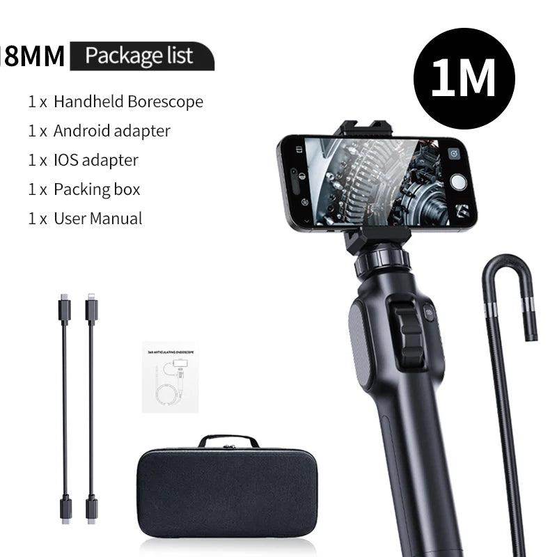 Endoscope Articulating 8.5mm 1080P, 360° Rotate, iOS/Android, 2-10cm Focus - P12 Hub Europe