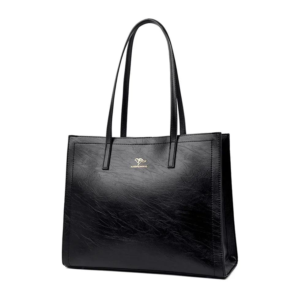 Vintage Large Capatity Tote Shoulder Bags Fashion Top-Handle Bags High Quality Pu Leather Bags Casual Letter Design Handbag