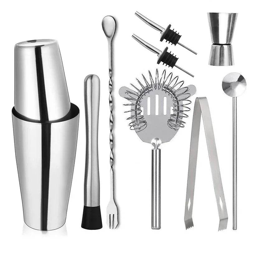 1/3/6/9/11pcs Cocktail Shaker Set Stainless Steel Bartender Kit Cocktail Mixer Wine Martini Boston Shaker Party Bar Tools - P12 Hub Europe