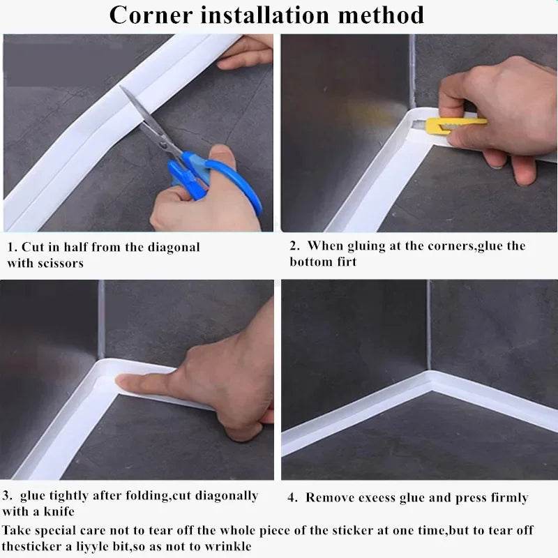 Waterproof Wall Tape Stickers Bathroom Kitchen Cardboard Seal Strip Bathroom Shower Sink Bathtub Caulk Tape Contour Home Posters - P12 Hub Europe
