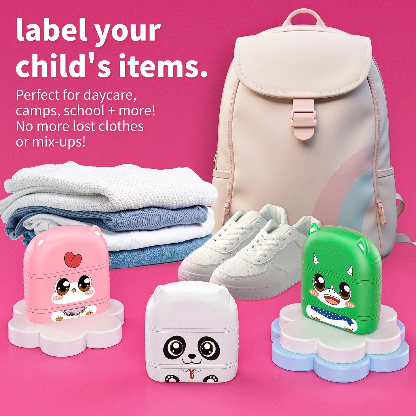 Children's Name Seal Custom Double -layer black and white ink Student's Stamp Kindergarten Clothes Waterproof Name StickerStamp