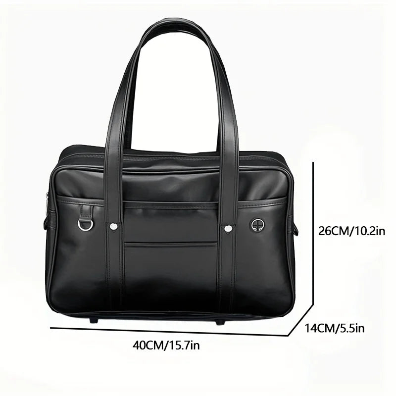 Student JK Handbag Waterproof PU Leather Single Shoulder Uniform Bag for Men And Women Official Document Commuter Backpack