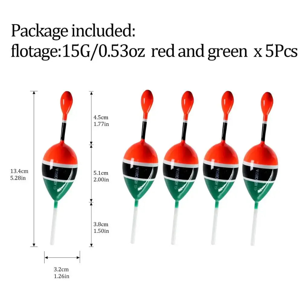 THKFISH 5pcs Fishing Floats Slip Bobber Rigs Balsa Wood Sea Fishing Float 5g 15g Buoyancy Fishing Buoys For Catfish Fishing