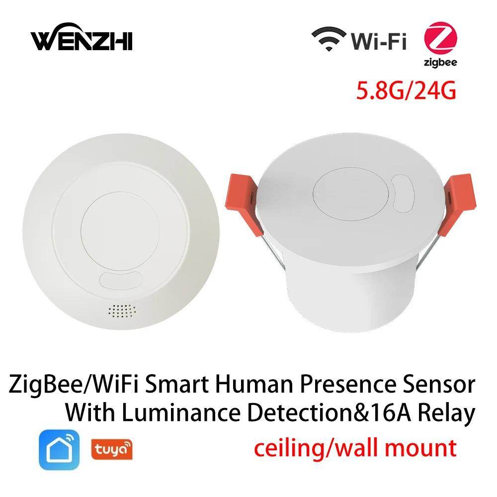 Radar Presence Sensor | WiFi/Zigbee, 16A Relay, Tuya - P12 Hub Europe
