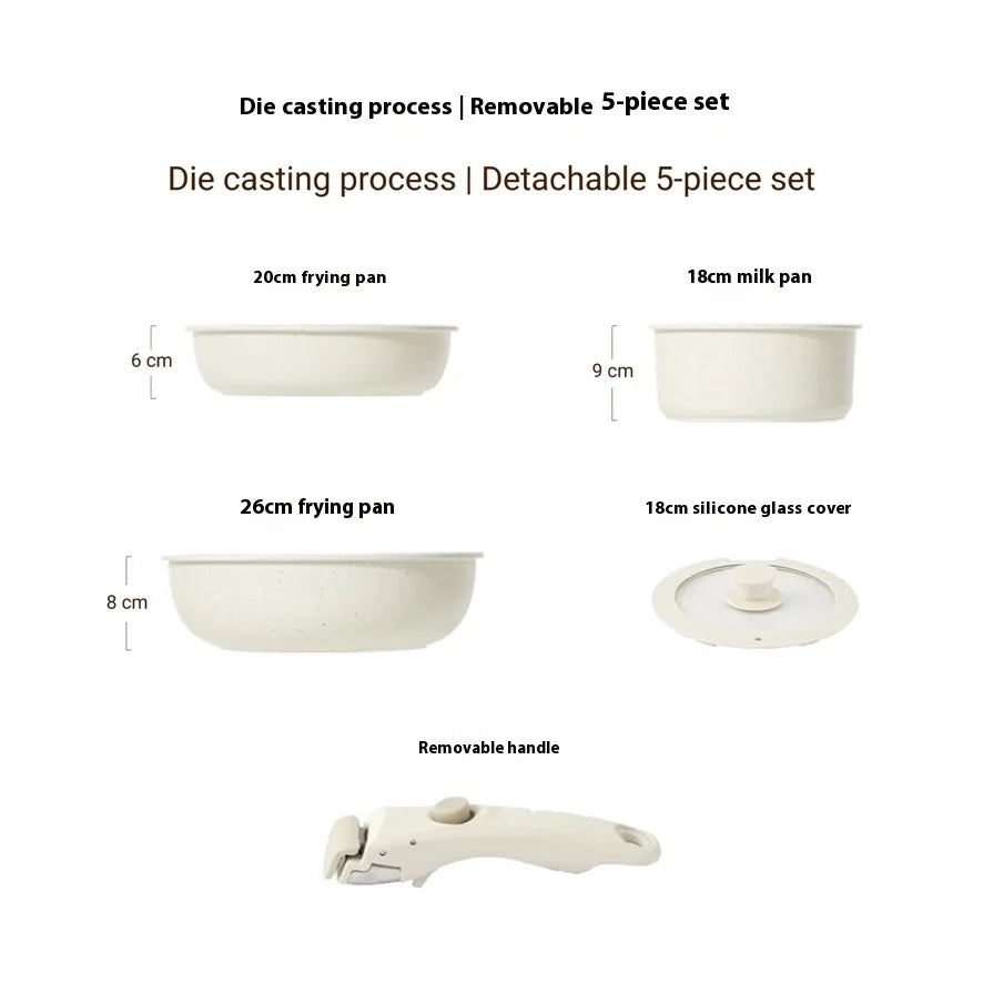 Removable handle kitchen cookware set, non-stick pan, pan frying pan carrot set pot pots aluminum pan induction cooker