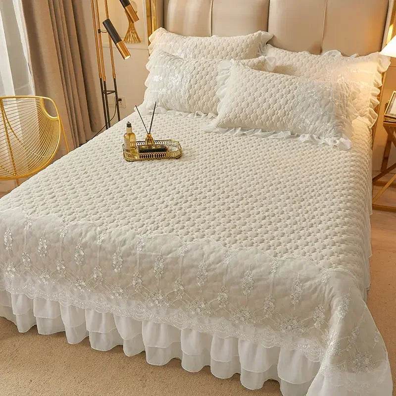 Quilted Thicken White Bed Sheet Summer Bedspread Couple 2 People Bed Linens Luxury Double Bed Bedding King Size 180x240cm - P12 Hub Europe