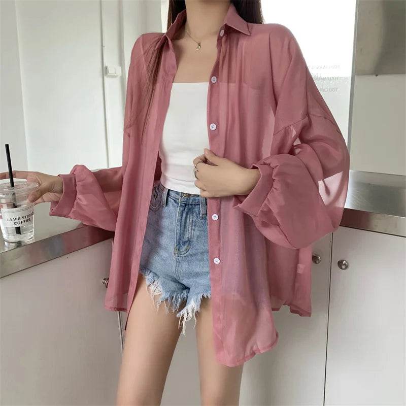 Semi Sheer Button Down Shirt - P12 Hub Europe