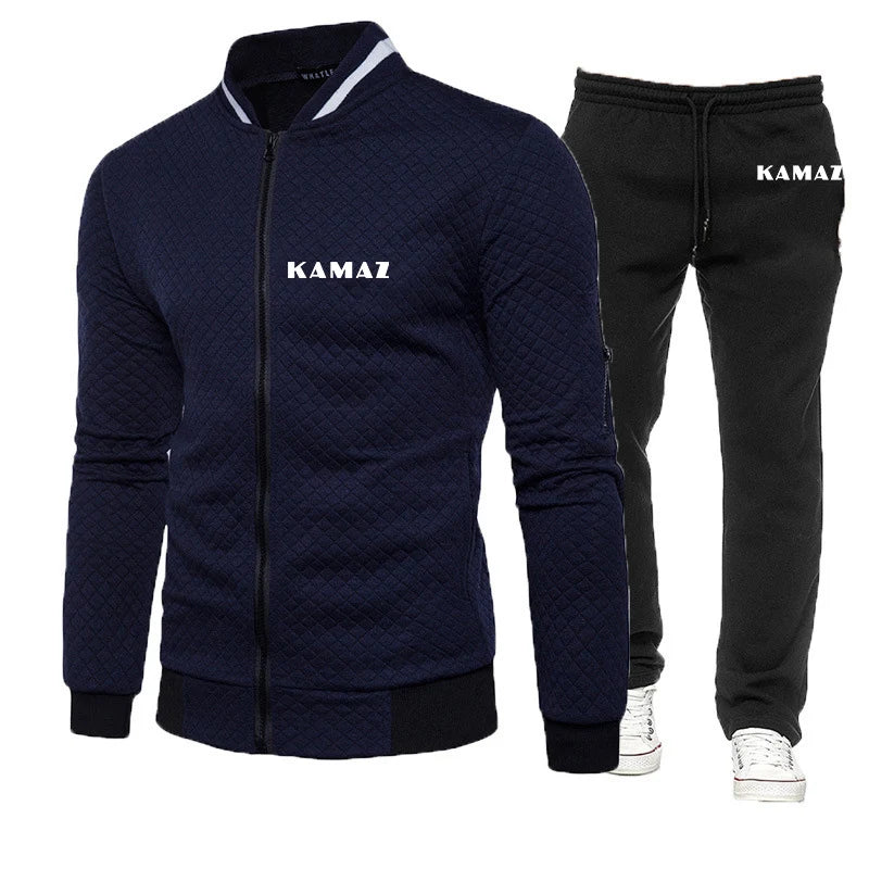 2025 Spring And Autumn Man's KAMAZ TRUCK Logo Print High Quality Fashion Brand Custom Cotton Versatile Hoodies+Long Pants Suits
