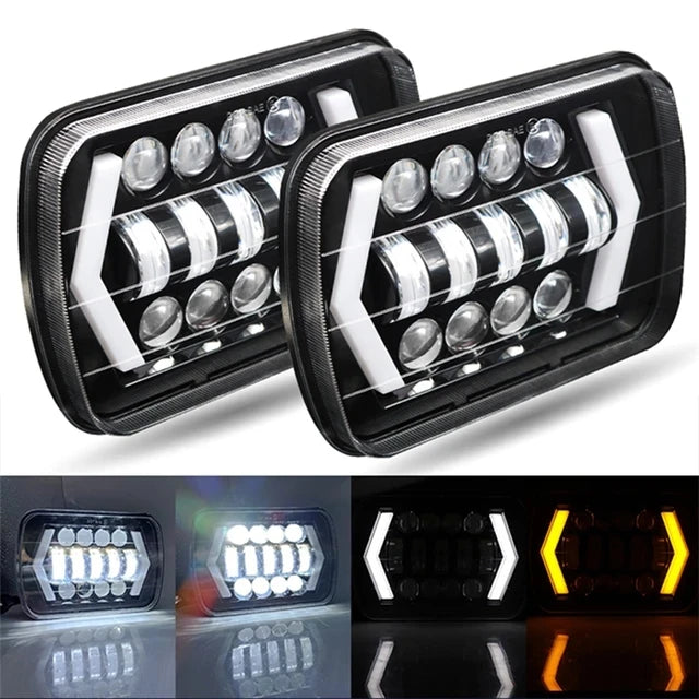 7x6'' 5X7 Inch Square Led Headlight Hi-Lo Beam Halo For Jeep Wrangler Motorcycle Car Off-road Truck
