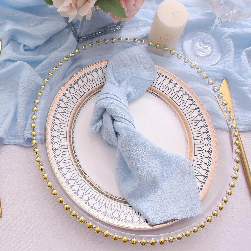 10pcs Cotton Cloth Napkins Gauze Fabric Blue 30x30cm for Wedding Party Birthday Tea Towel Table Baby Shower Christmas Napkins - P12 Hub Europe